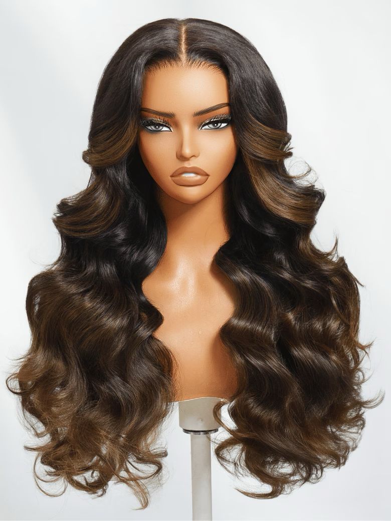 5*5 Brown Highlight Loose Body Wave Glueless Human Hair